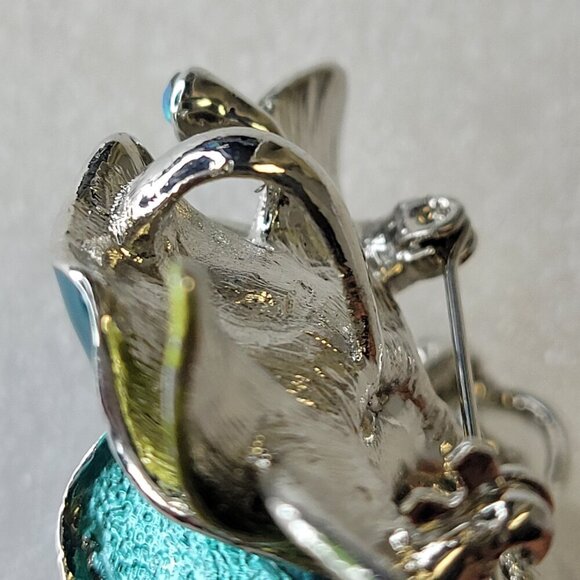 Blue Rose Enamelled Rhinestone Pendant and Brooch - Picture 8 of 10